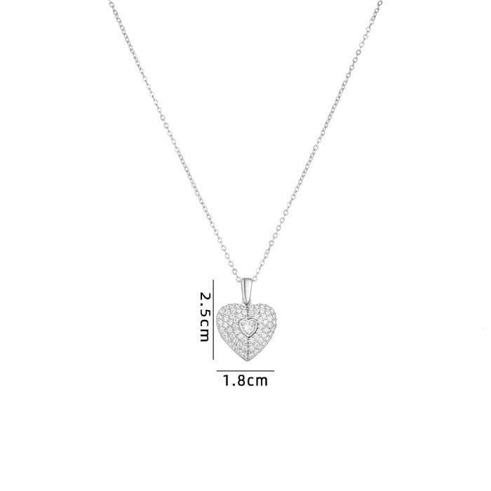 Vintage Style Sun Heart Shape Butterfly Stainless Steel Plating Inlay Zircon Gold Plated Pendant Necklace