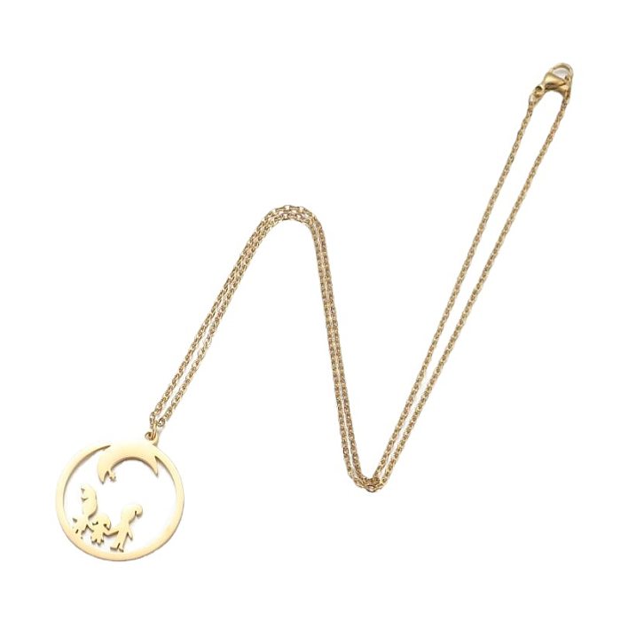 1 Piece Simple Style Human Round Moon Stainless Steel Necklace