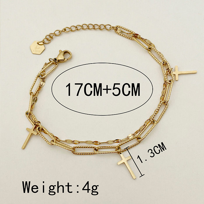 Bracelets de placage en acier inoxydable avec croix de mode 1 pièce