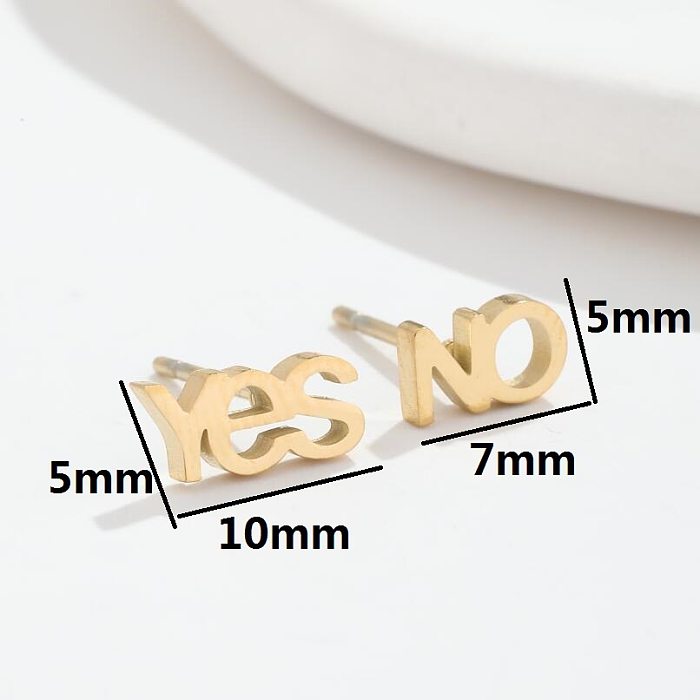 Fashion Letter Stainless Steel  Asymmetrical Plating Hollow Out Ear Studs 1 Pair