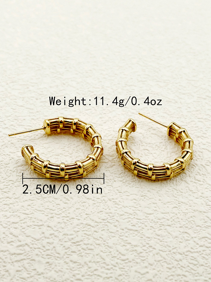 1 Pair Retro C Shape Stainless Steel  Metal Polishing Plating Gold Plated Ear Studs