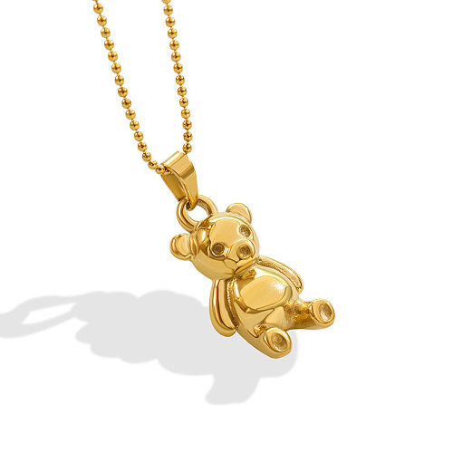المتخصصة الخفيفة الفاخرة الدب قلادة الفولاذ المقاوم للصدأ مطلي 18K الذهب العصرية المجوهرات بالجملة