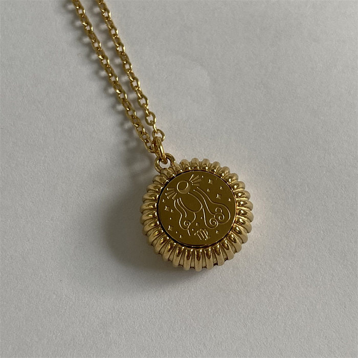 Collier pendentif Constellation rétro en acier inoxydable plaqué or 18 carats, vente en gros