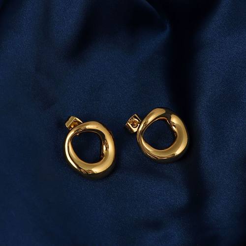 1 Pair Casual Solid Color Plating Stainless Steel  14K Gold Plated Ear Studs