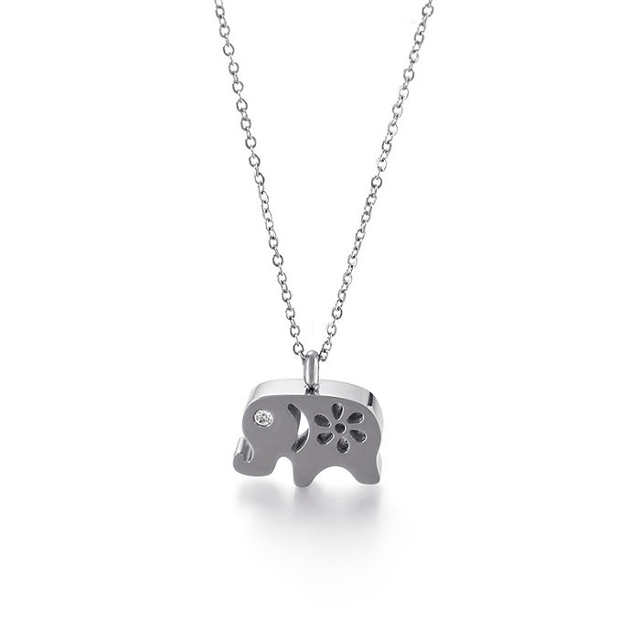 Kalen criativo ornamento de aço inoxidável moda auspicioso bonito elefante pingente clavícula corrente colar de aço inoxidável para mulher