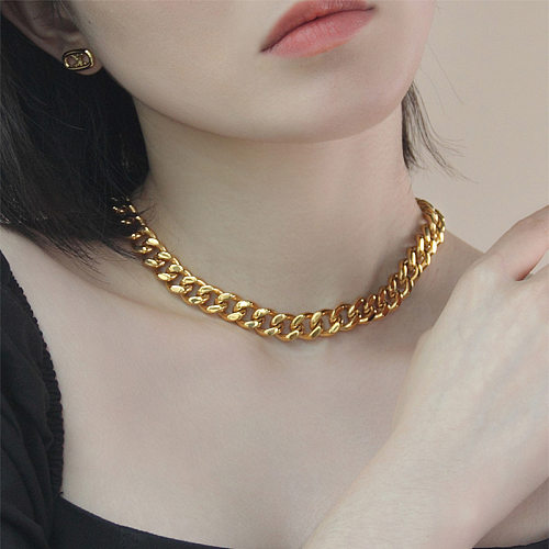Fashion Simple Thick Female Short Clavicle Chain Stainless Steel Necklace