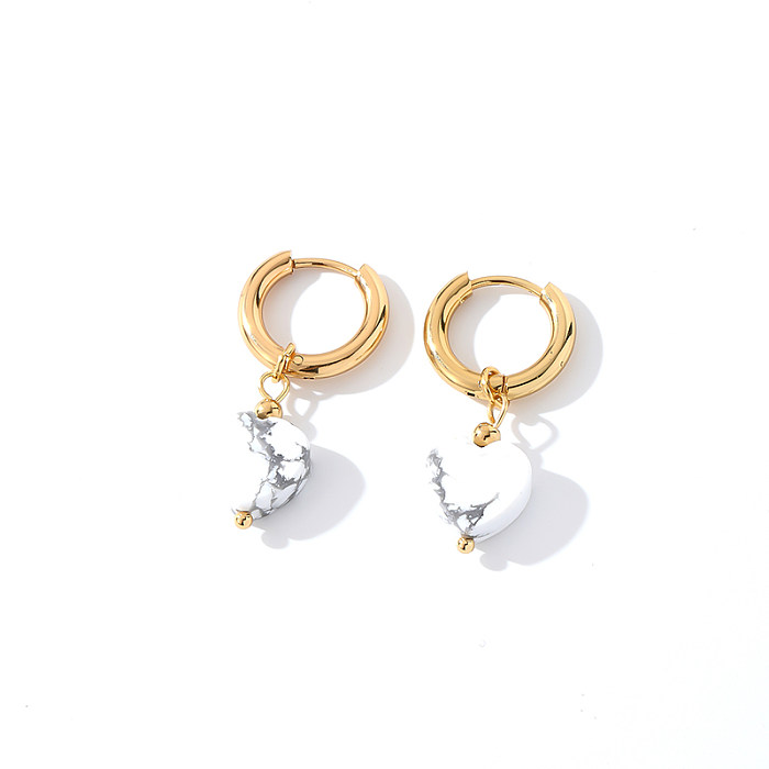 1 Pair Casual Sweet Simple Style Heart Shape Plating Stainless Steel  Drop Earrings