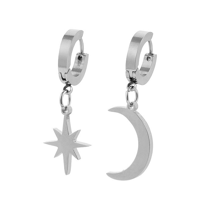 1 Paar Hip-Hop-Kreuz-Ohrringe mit rundem Totenkopf, Emaille-Beschichtung, Inlay aus Edelstahl und Zirkon