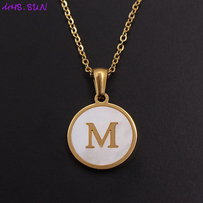 Fashion Letter Stainless Steel  Plating Shell Pendant Necklace