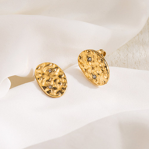 1 Pair Casual Heart Shape Solid Color Plating Stainless Steel  14K Gold Plated Ear Studs