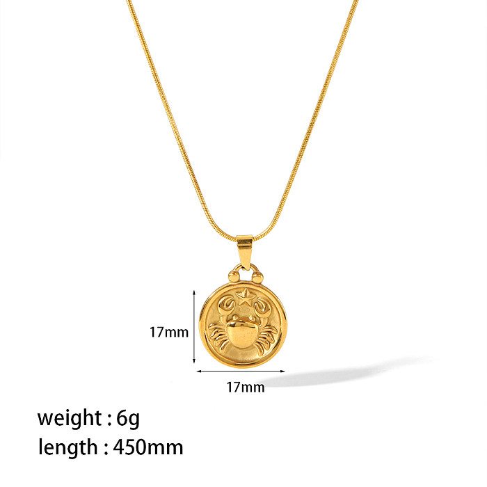 Collar colgante chapado en oro de 18 quilates de acero inoxidable con forma de cangrejo oceánico de constelación de estilo simple a granel