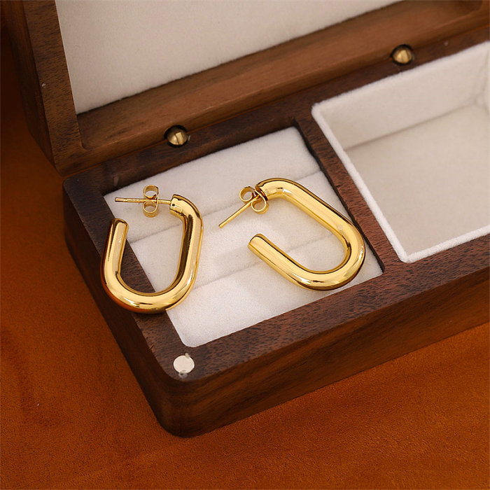 1 Pair Simple Style C Shape U Shape Plating Stainless Steel  Stainless Steel 18K Gold Plated Ear Studs