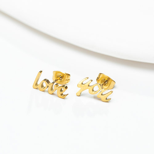 Fashion Letter Stainless Steel Ear Studs Plating No Inlaid Stainless Steel  Earrings