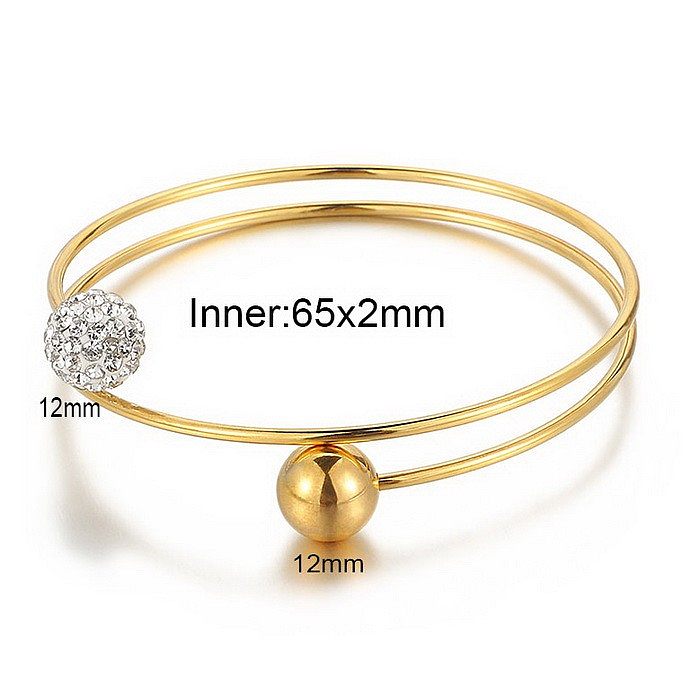 Simple Style Round Solid Color Titanium Steel Plating 18K Gold Plated Bangle