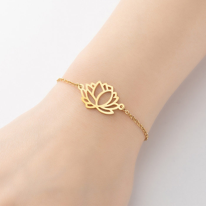 1 Piece Simple Style Tree Coconut Tree Titanium Steel Plating Hollow Out Bracelets