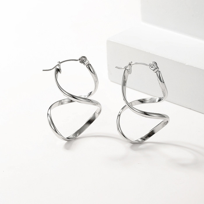 1 paire de boucles d'oreilles plaquées or 18 carats, Style Simple et élégant, géométrique irrégulière, plaquée en acier inoxydable