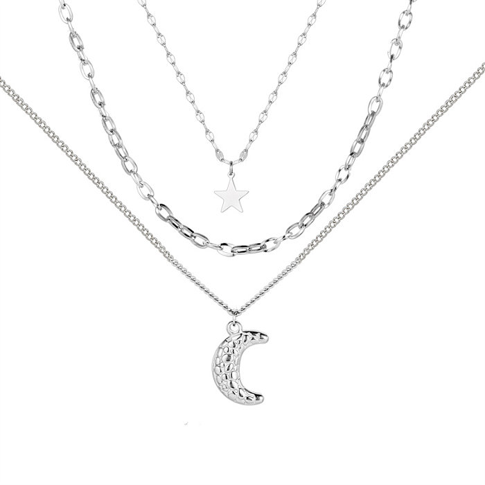 Casual Simple Style Classic Style Star Moon Stainless Steel  Stainless Steel Polishing Plating Gold Plated Necklace