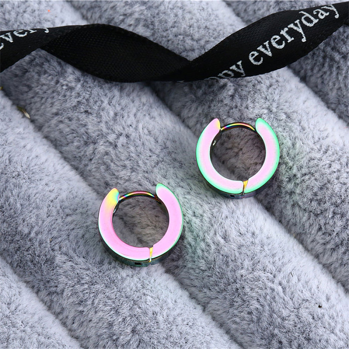 1 Pair Casual Simple Style Classic Style Round Plating Stainless Steel  Earrings