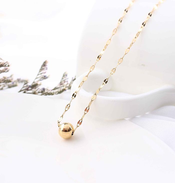 Elegant Classic Style Round Stainless Steel  Plating Gold Plated Necklace