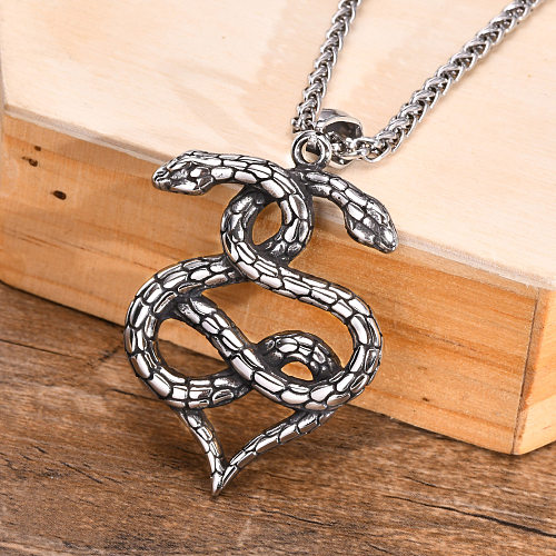 Collier pendentif en acier inoxydable serpent à la mode, placage de colliers en acier inoxydable
