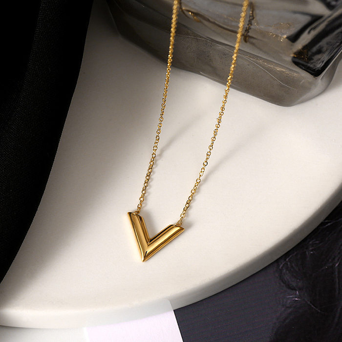 Basic Classic Style Letter Stainless Steel Plating Gold Plated Pendant Necklace