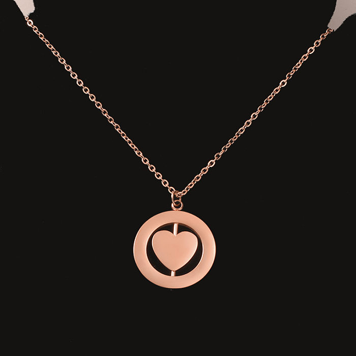 Collier pendentif en acier inoxydable en forme de cœur pour dame en vrac