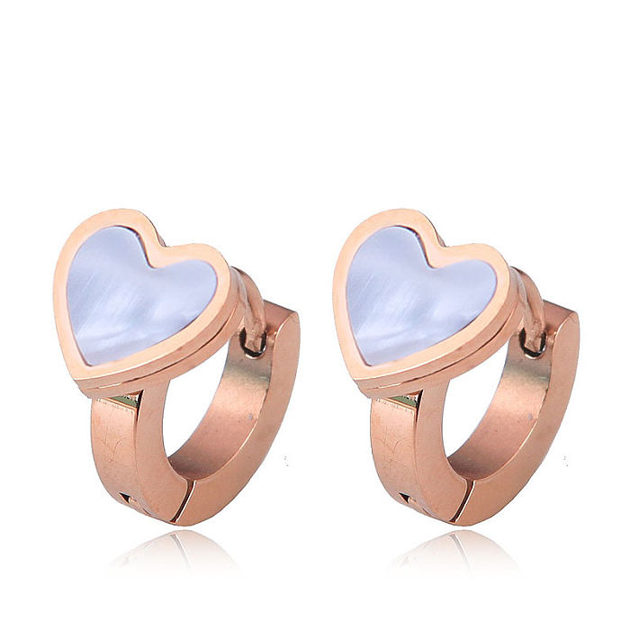 Korean Style Fashion Simple Heart Stainless Steel Temperament Personality Female Earrings