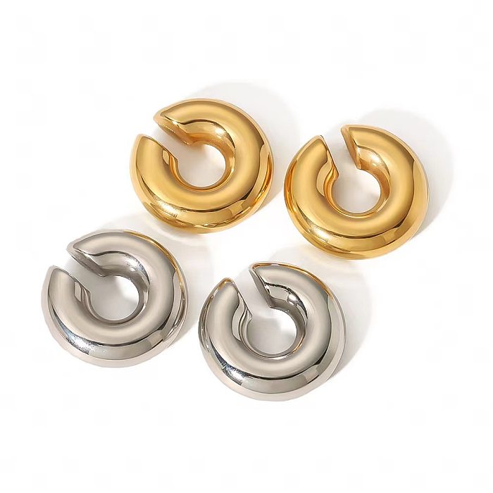 1 pieza Ear Cuffs chapados en oro de acero inoxidable con revestimiento de color sólido estilo simple