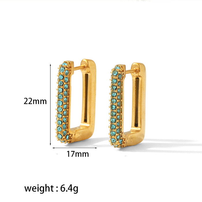 1 Pair Simple Style Square Polishing Plating Inlay Stainless Steel  18K Gold Plated Earrings