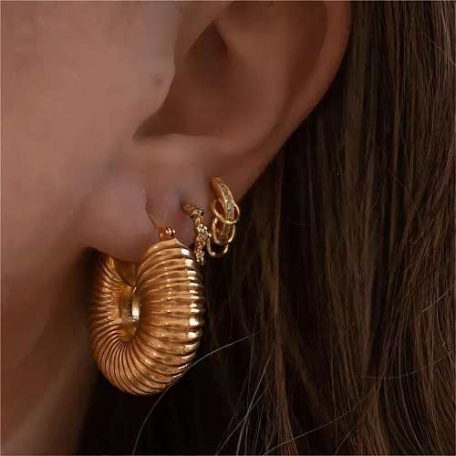 1 Pair Casual Simple Style C Shape Plating Stainless Steel  18K Gold Plated Ear Studs