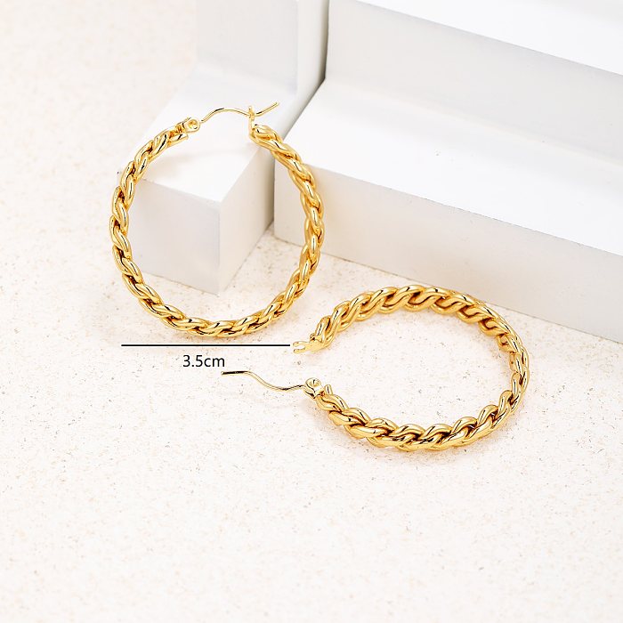 1 Pair Simple Style Commute Round Plating Stainless Steel  18K Gold Plated Earrings