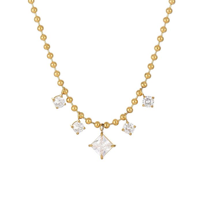 Elegant Lady Geometric Stainless Steel  White Gold Plated Gold Plated Zircon Necklace In Bulk