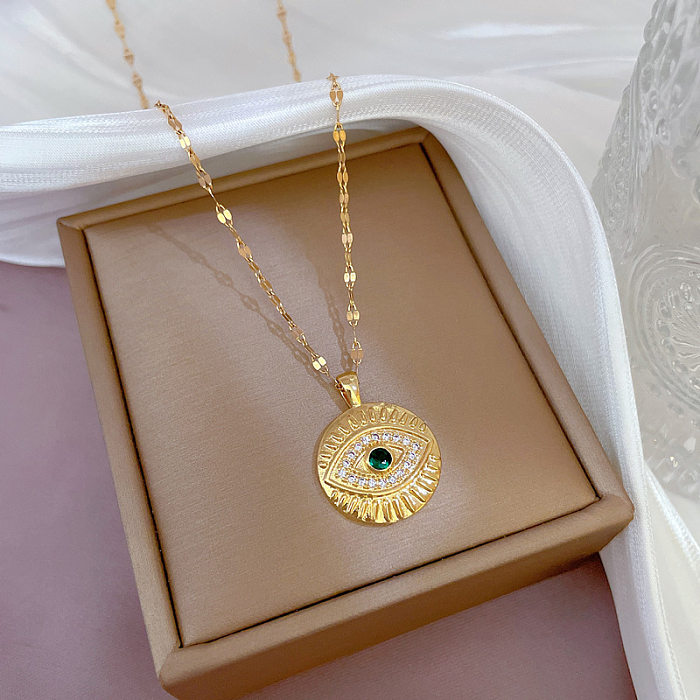 Fashion Eye Stainless Steel Plating Zircon Necklace