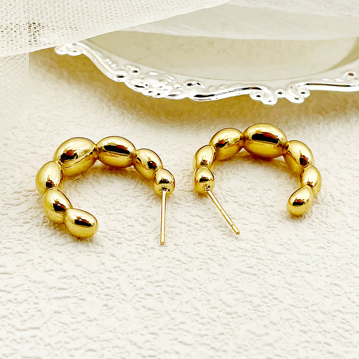 1 Paar vergoldete Ohrringe aus Edelstahl im schlichten Stil mit geometrischer Beschichtung