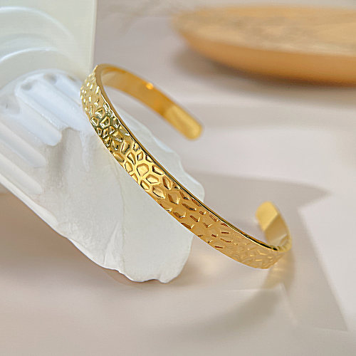 Bracelet plissé en acier inoxydable, Style Simple et irrégulier, vente en gros, Style français