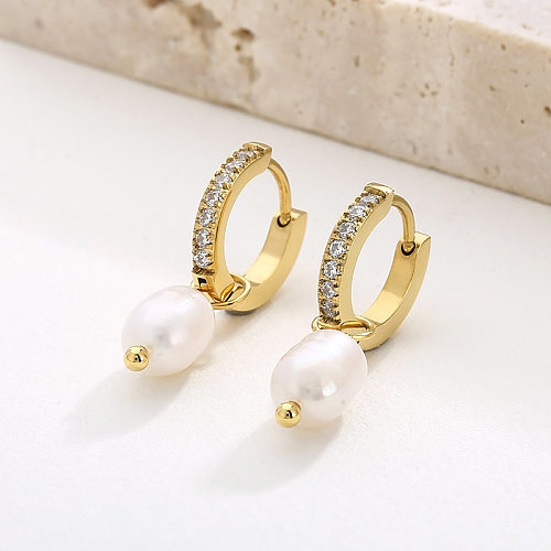 1 Pair Modern Style Streetwear Geometric Pearl Plating Inlay Stainless Steel  Rhinestones Drop Earrings
