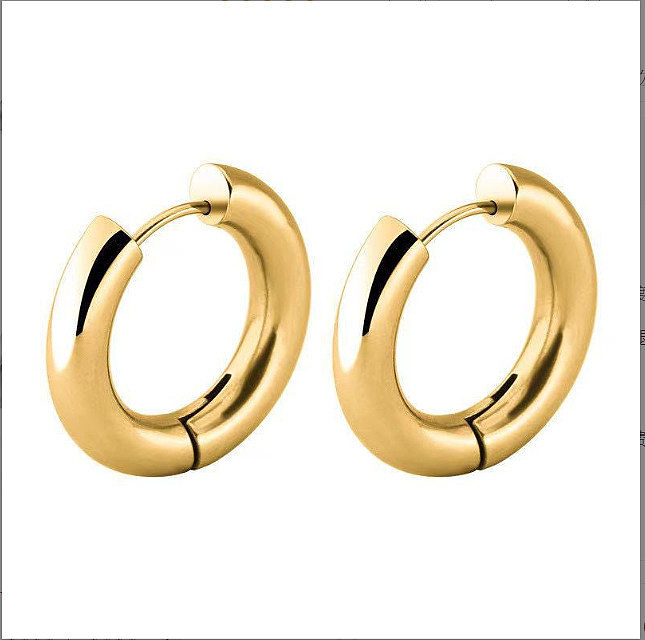 1 Pair Elegant Round Stainless Steel  Natural Stone Plating 18K Gold Plated Earrings