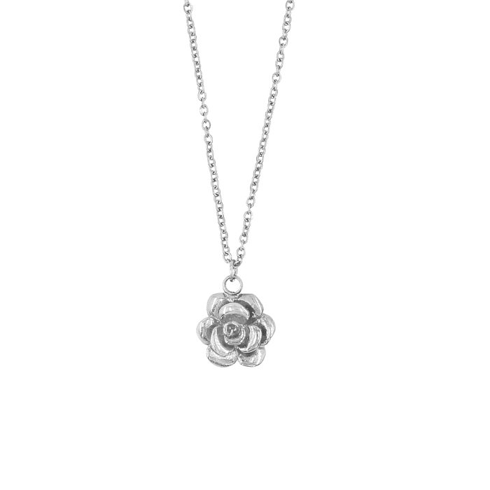 Simple Style Flower Stainless Steel  Plating 18K Gold Plated Necklace