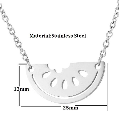 Wholesale Retro Watermelon Stainless Steel  Stainless Steel Gold Plated Pendant Necklace
