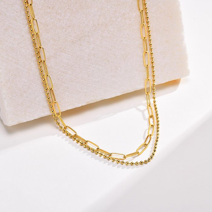 French Style Simple Style Geometric Stainless Steel  Gold Plated Necklace In Bulk