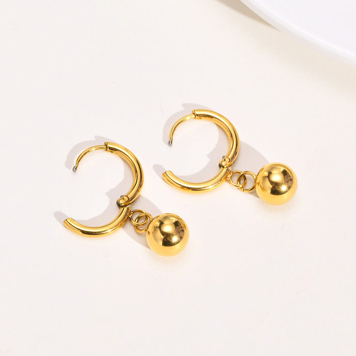 1 Pair Fashion Ball Solid Color Stainless Steel  Plating Drop Earrings