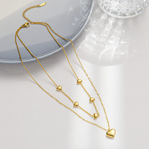 Casual Elegant Heart Shape Stainless Steel  Stainless Steel Layered Necklaces
