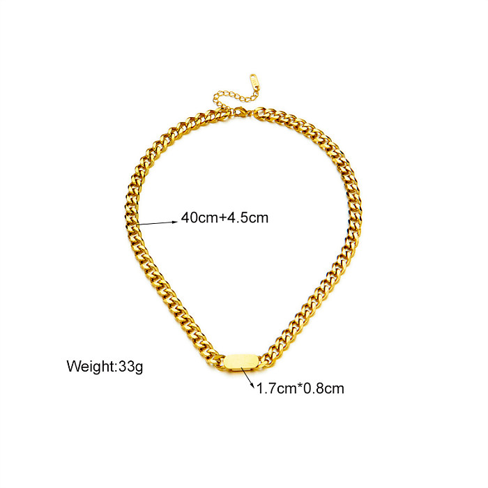 Retro Punk Solid Color Stainless Steel Plating 18K Gold Plated Necklace