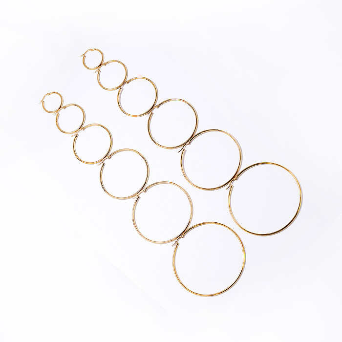6 Stück Basic Rock Modern Style Circle Plating Edelstahl 18K vergoldet Weißgold plattierte Ohrringe