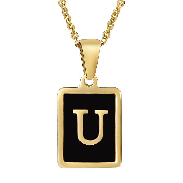 Fashion Letter Square Stainless Steel  Stainless Steel Plating Pendant Necklace 1 Piece