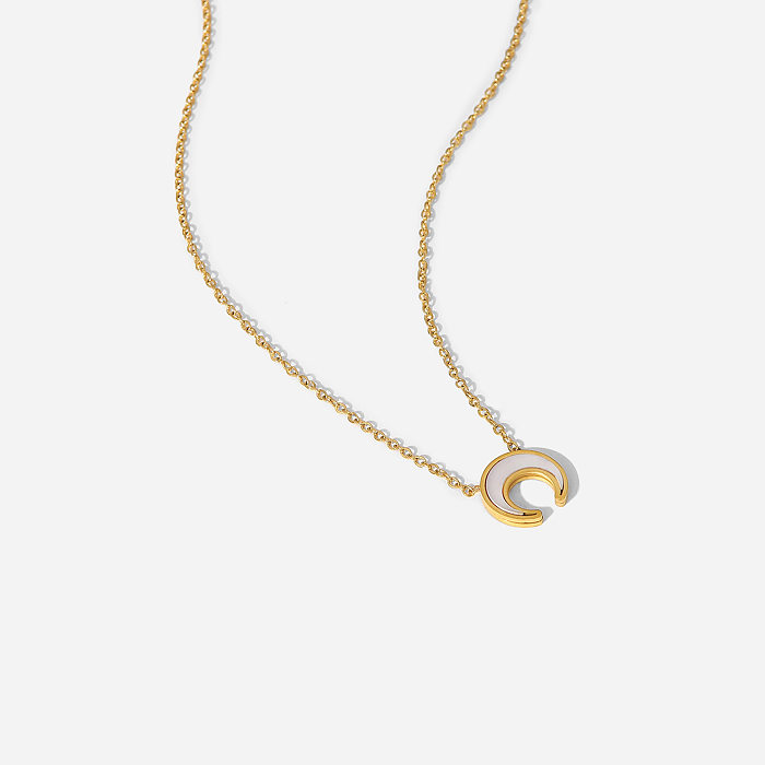 Neue Art-natürliche weiße Muschel-Halbmond-Anhänger-Halskette aus 18 Karat vergoldetem Edelstahl