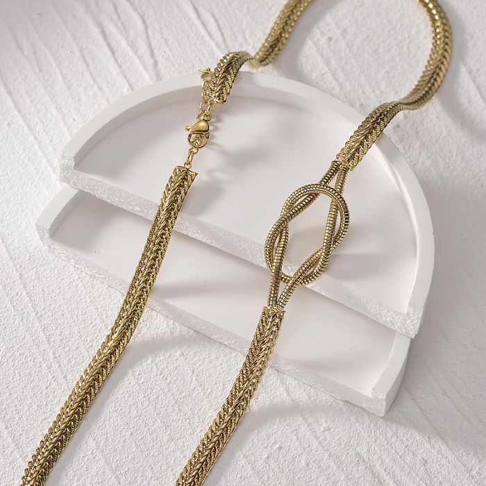 Collar de cadena de acero inoxidable con nudo de lazo, estilo simple, 1 pieza