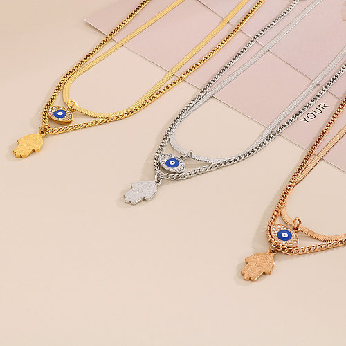 Sweet Palm Stainless Steel  Patchwork Layered Necklaces