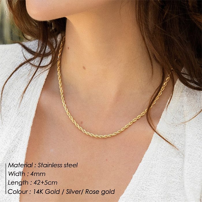 Simple Style U Shape Stainless Steel  Necklace Layered Plating Stainless Steel  Necklaces