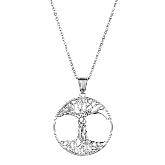 Simple Style Tree Stainless Steel  Plating Gold Plated Pendant Necklace
